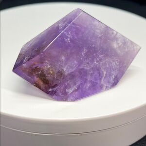 Ametrine Standing Freeform. Amethyst & Citrine Gemstone with Multiple Rainbows.